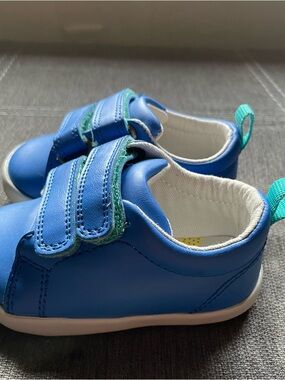 Ten Little Vegan First Walkers Blue Baby Walker Shoes with Teal Pull Tab